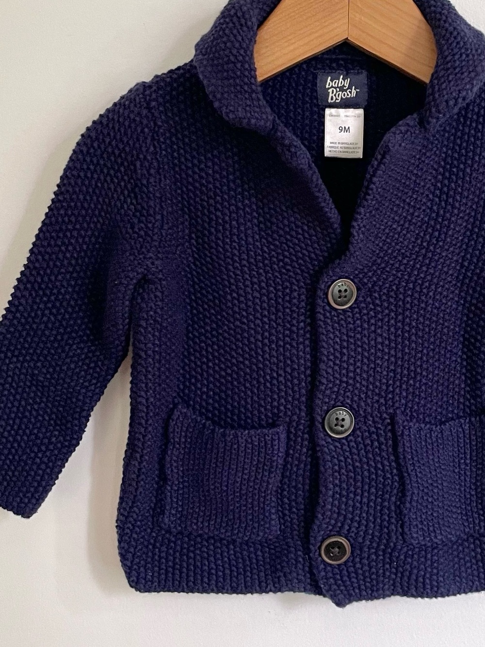 3/$20💥NEW OshKosh Chunky Knit Cardigan Sweater, Collar, Deep Blueberry Blue
